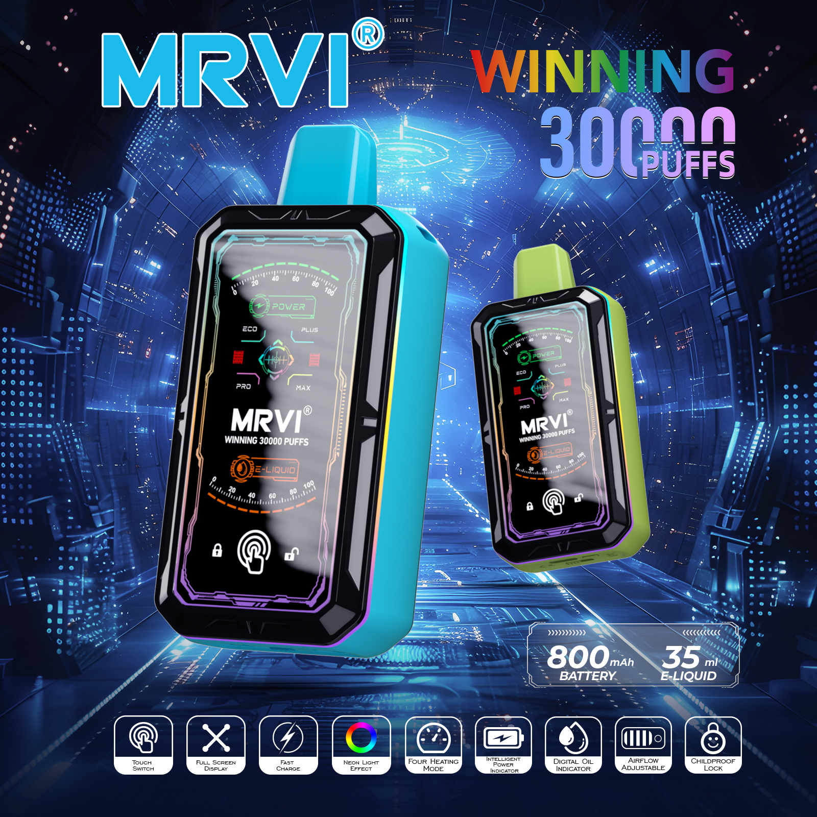 MRVI WINNING 30000 Puffs With Touch Switch——10PCS/BOX (EU warehouse)