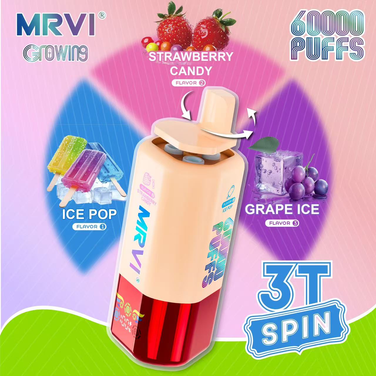 MRVI GROWING 60000 PUFFS With 3 in 1 Flavors ——10PCS/BOX (EU warehouse) Fast free shipping vs vapsolo vape - Image 3