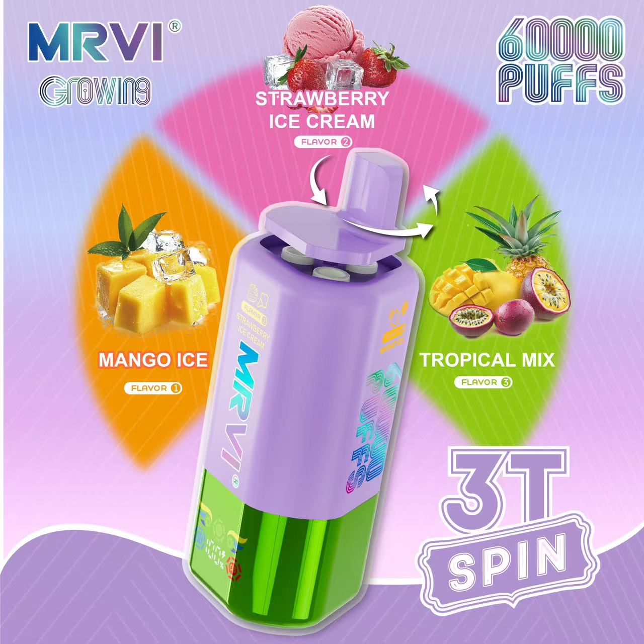 MRVI GROWING 60000 PUFFS With 3 in 1 Flavors ——10PCS/BOX (EU warehouse) Fast free shipping vs vapsolo vape - Image 6