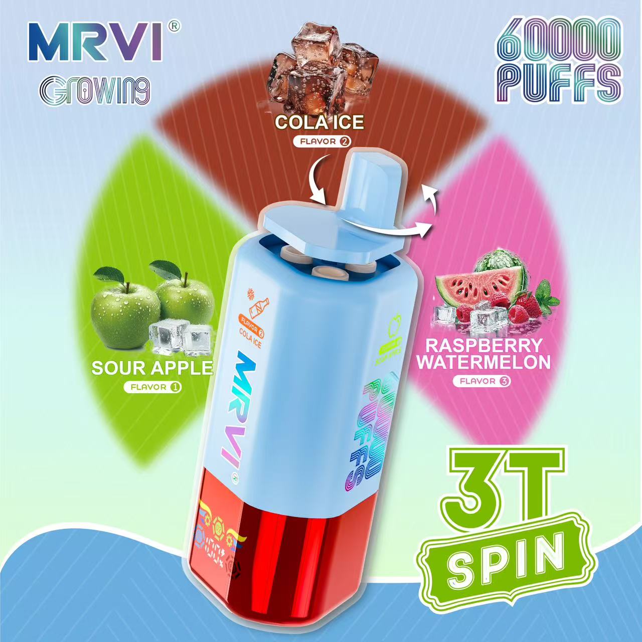 MRVI GROWING 60000 PUFFS With 3 in 1 Flavors ——10PCS/BOX (EU warehouse) Fast free shipping vs vapsolo vape - Image 4