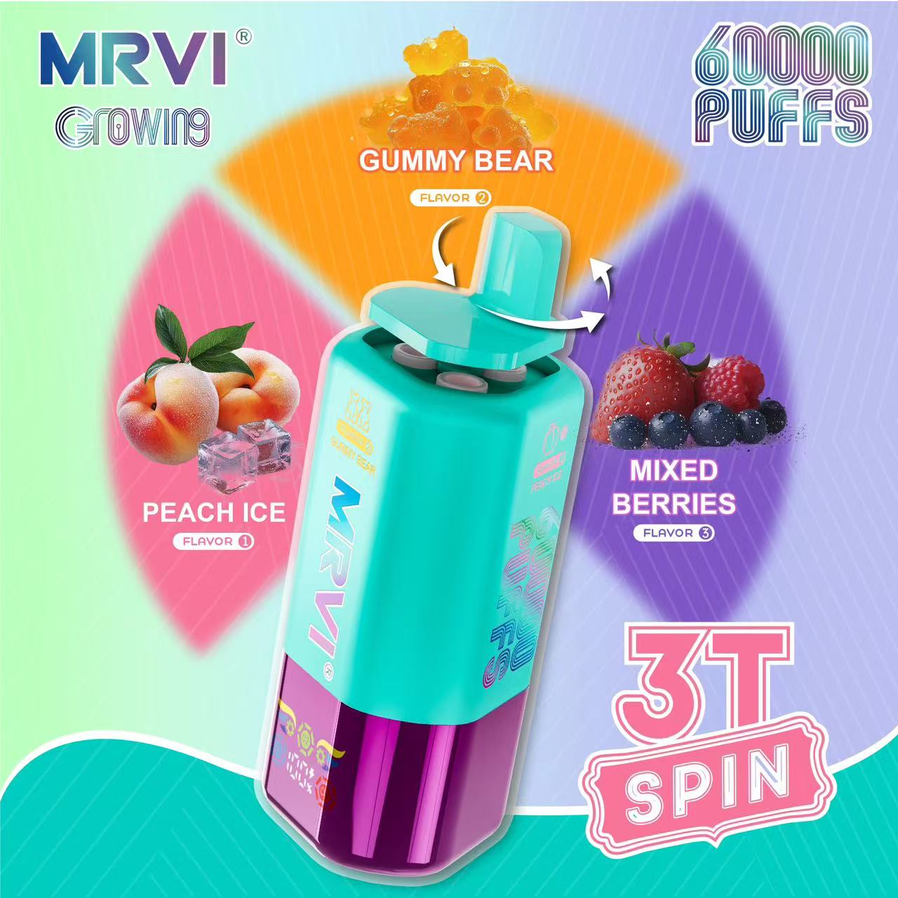 MRVI GROWING 60000 PUFFS With 3 in 1 Flavors ——10PCS/BOX (EU warehouse) Fast free shipping vs vapsolo vape - Image 5