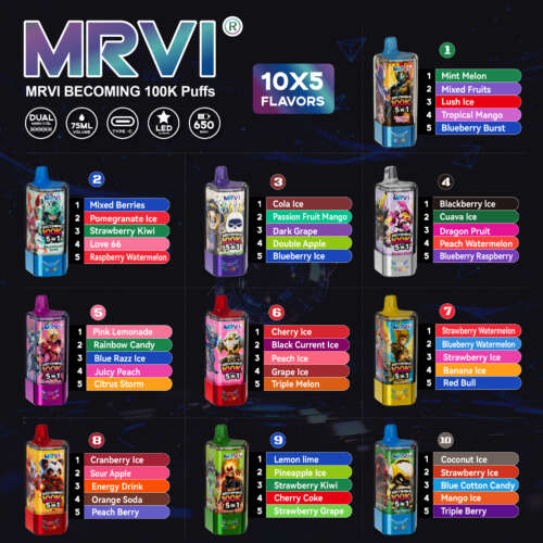 MRVI BECOMING 100K PUFFS With 5 in 1 flavor——10PCS/BOX