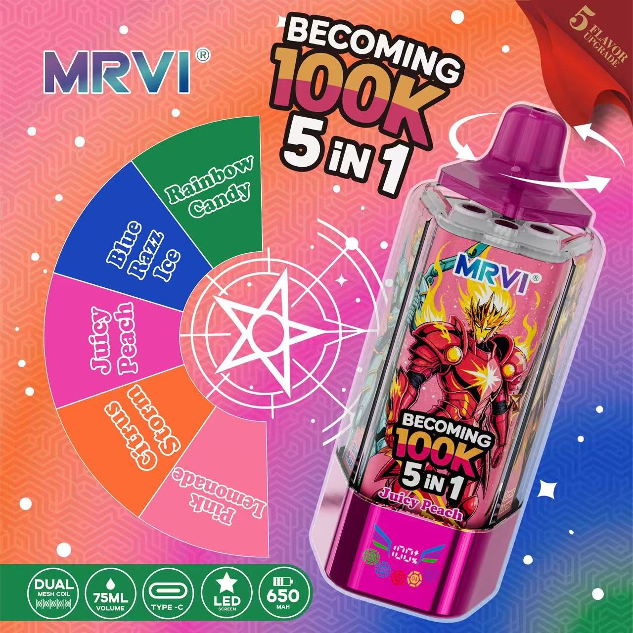 MRVI BECOMING 100K PUFFS With 5 in 1 flavor——10PCS/BOX - Image 10